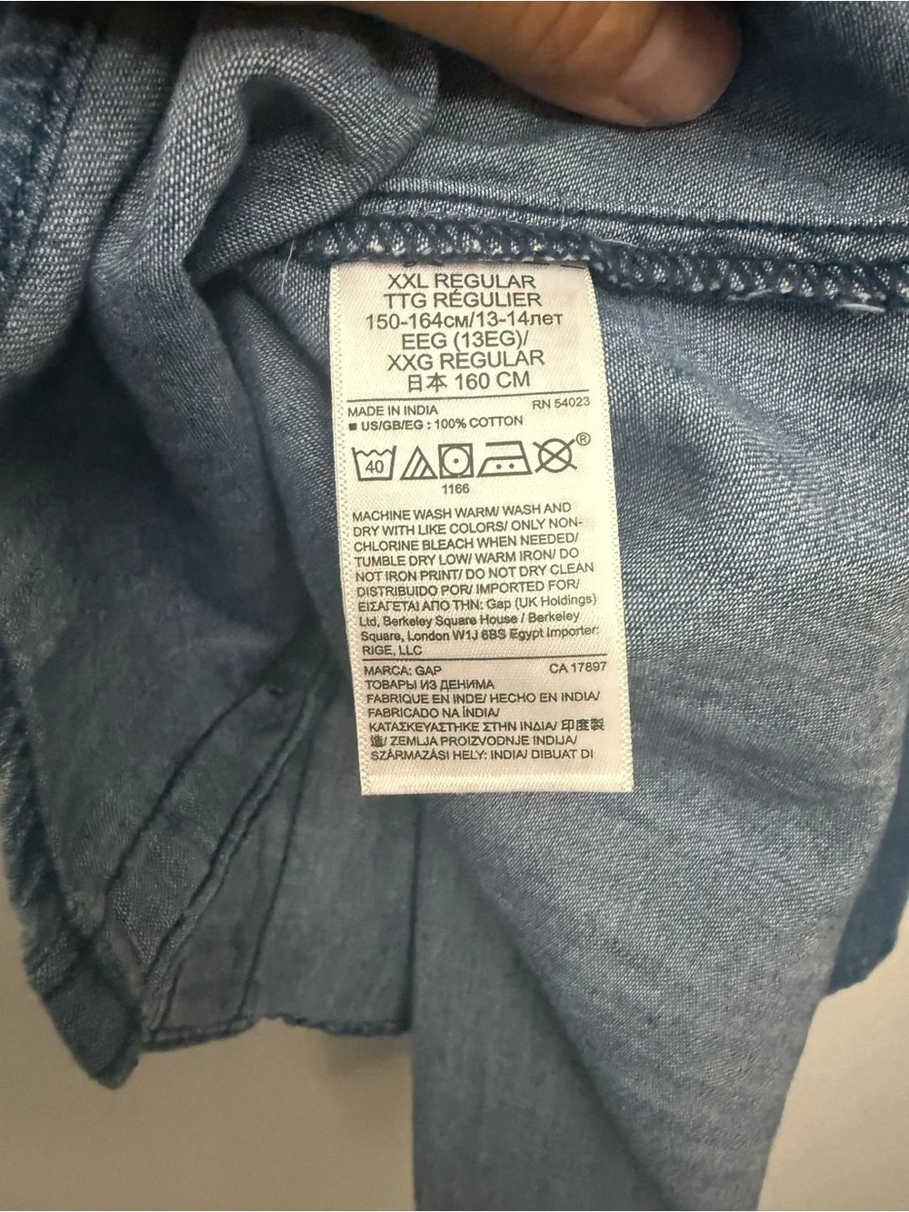 GAP Kids Denim Button-Front Shirt Dress Youth XXL